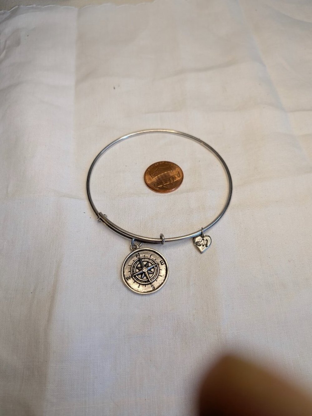 Ralph Lauren 925 Sterling Silver Compass Charm Adjustable Bangle Bracelet – 10g